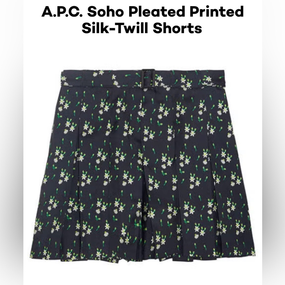 A.P.C. Black Floral Silk-Twill Skort